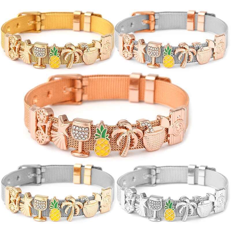 10mm New Trendy Summer Beach Beads Charm Bracelets DIY Mesh Keeper Bracelets Pulseras Mujer For Women Men Fashion Jewelry Gift
