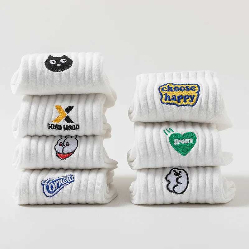 New 3 Pairs Cotton SoCKs Women Embroidery Cartoon Fashion Embroid SoCK Set Street Sports SoCKs Men X250319