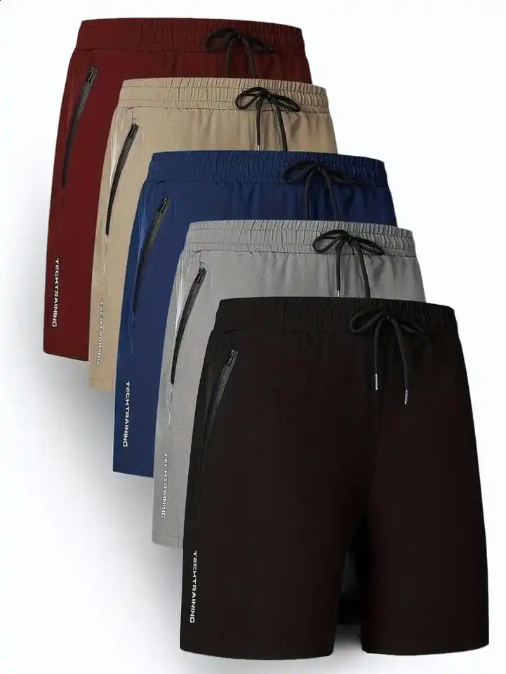 Mens FivePieceS hortsS portsF itnessS wimmingw ithZ ipperP ocketsQ uickDryingCa sualBr eathableDr 250409