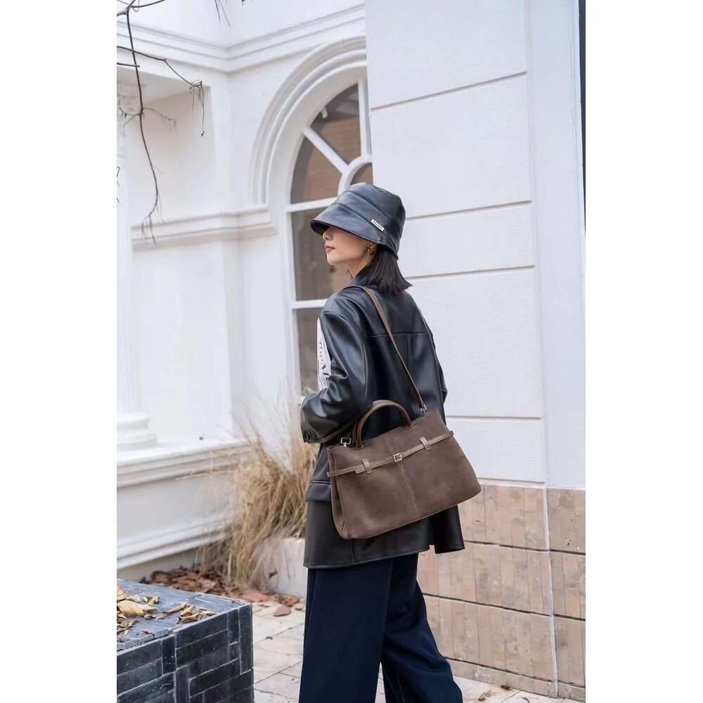 Suede Leather For Women Frosted Bag Retro New Autumn And Winter Casual Shoulder Handbag Commuter Tote