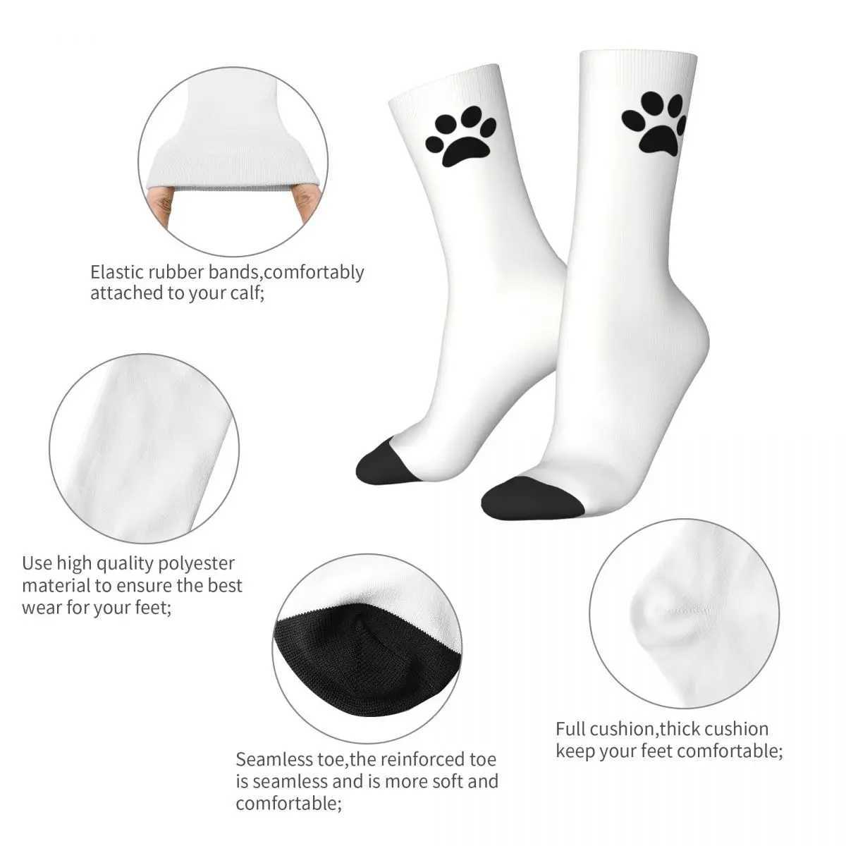 Paw Print Pattern Black Pawprint Mens and Womens Socks Bicycle Novel Spring/Summer Autumn Winter Stocking Gift X250319