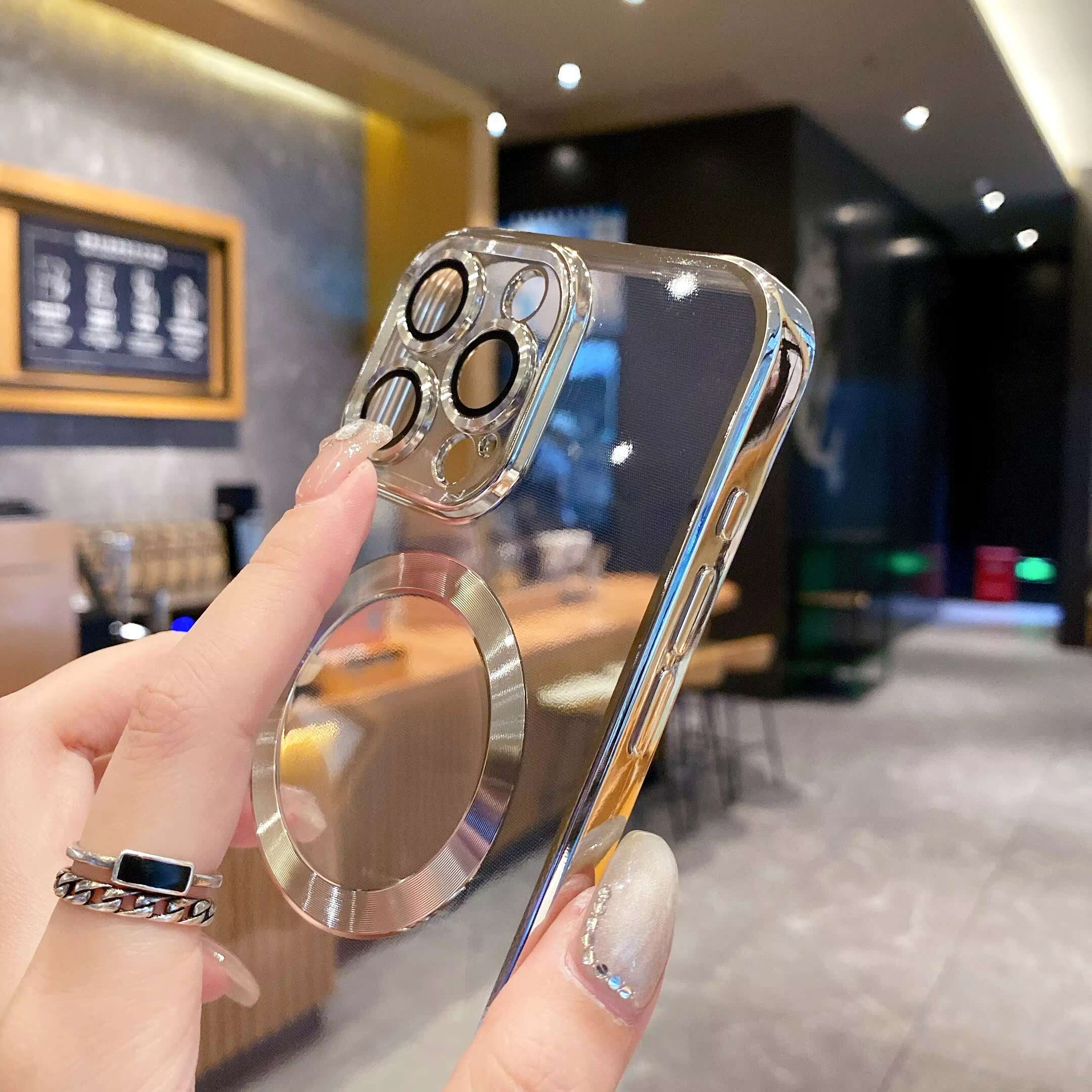 Transparent Magnetic Case iPhone 14 13 12 11 15 Pro Max 15Pro Soft Silicone Electroplate Full Lens Camera Cover for IPhone16