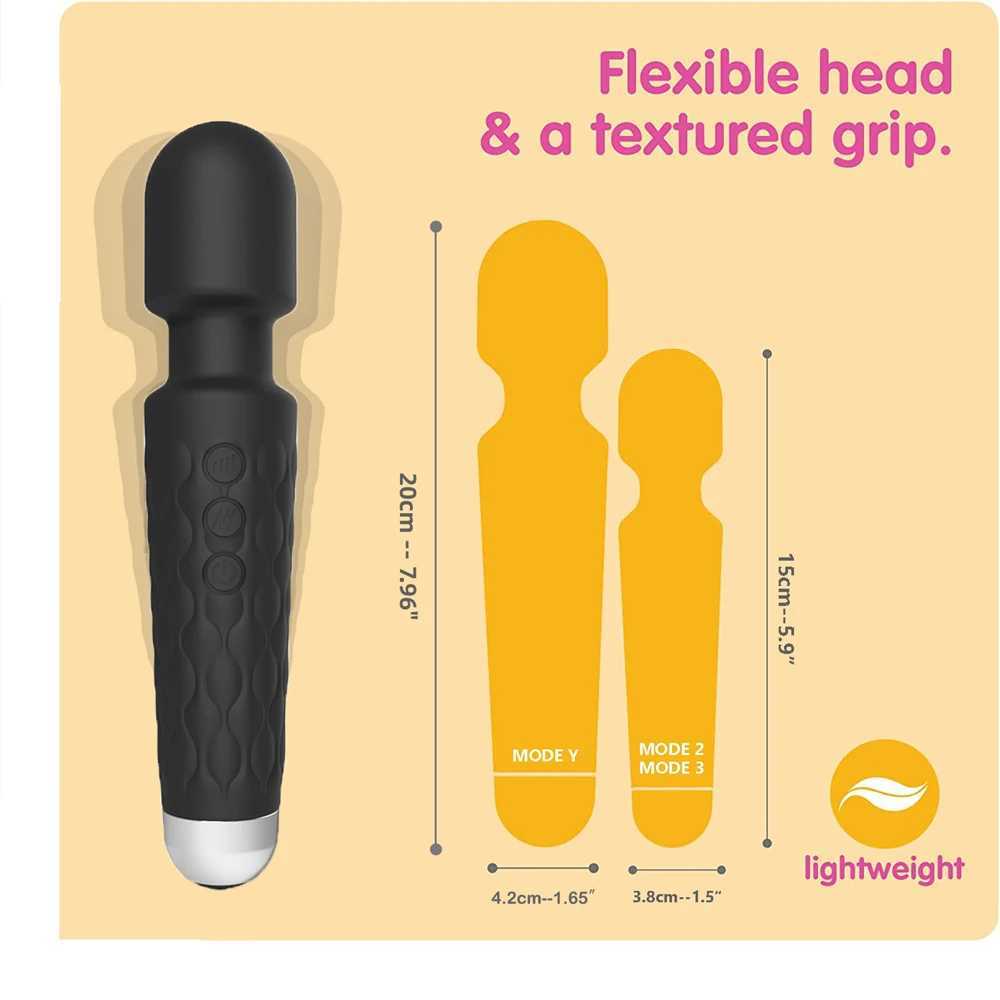 Hot Dragon 20 mode powerful vibration mini vibrator Usb charging handheld stick massager Clitoris G-Spot vibrator womens sex toy W250319