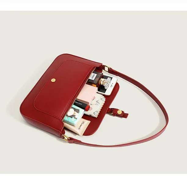 New Arrival Red Leather Shoulder Bags For Women Fashion Handbags For Women Designer Luxury Small Female Bags Ladies Purse T250318