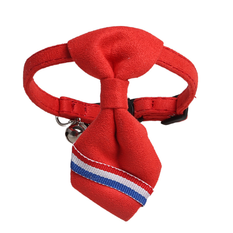 Velvet Cat Collar with Bell and Removable Tie, Adjustable Breakaway Cat Collars Kitten Small Puppy Safety Tie Solid Wedding Basic Color Cat Tie Collar