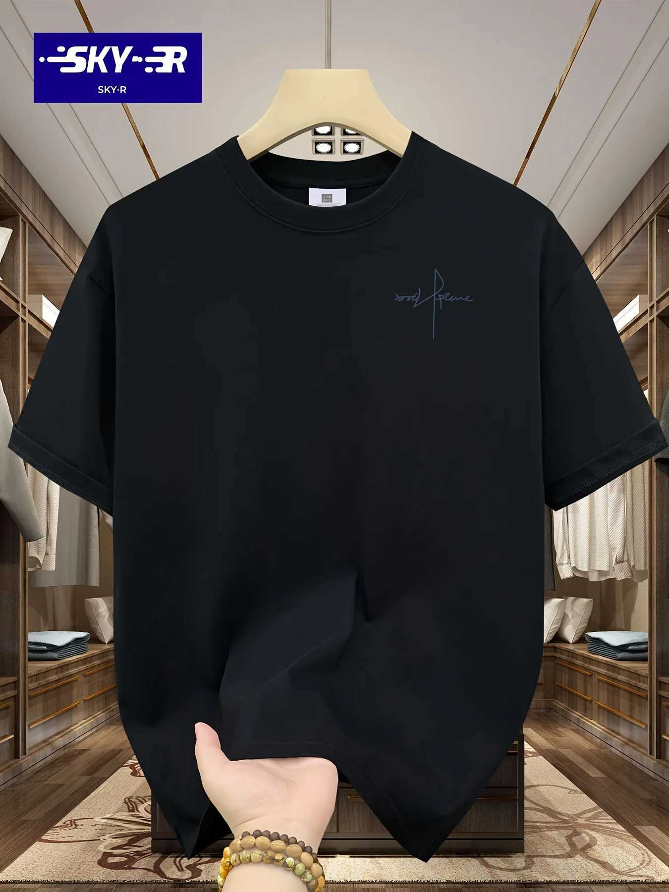 Summer mens 100% pure cotton casual sports loose large letter pattern printed comfortable round neck short sleeved T-shirt topT250318