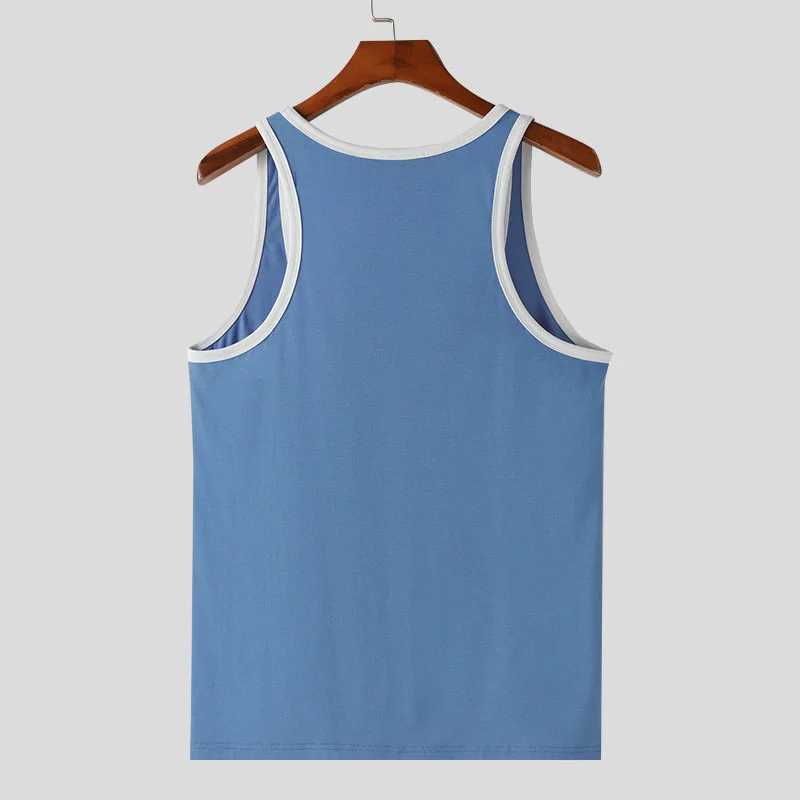 Summer mens tight fitting fitness vest casual fashion sleeveless sportswear fashionable decal fitness vest S-2XLT250318