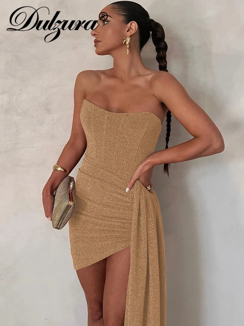 Dulzura Bling Glitter Sexy Y2K Clothes Sleeveless Backless Corset Ruched Bodycon Mini Dress For Women Club Party Elegant Outfits 250319