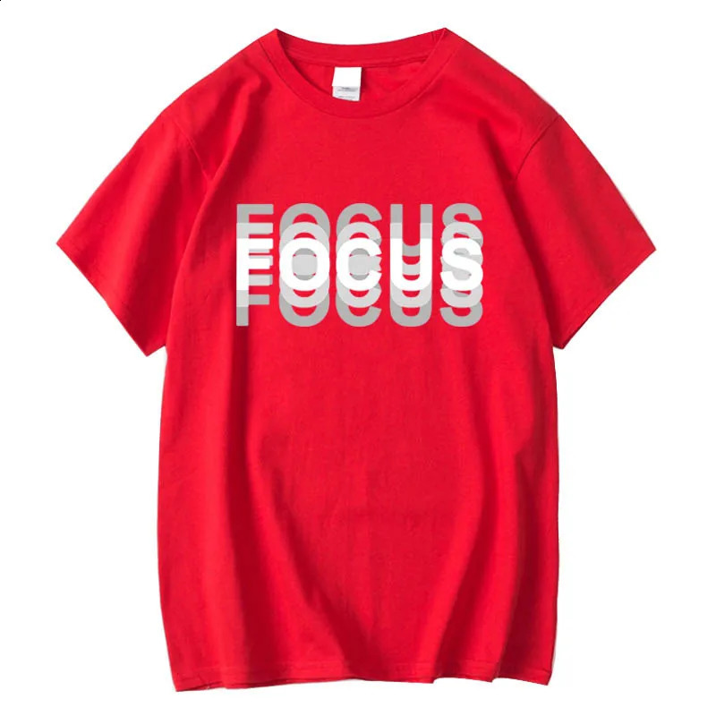 Summer Mens 100 Cotton High Quality Casual Sports Loose Oversized Funny Focus Print Round Neck Short Sleeved Tshirt Tops 250319
