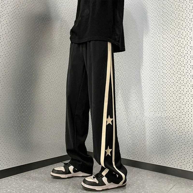 Y2K Star Sweatpants Men Black Sports Pants Wide Leg Trousers Male Japanese Streetwear Hip Hop Graphic Loose Casual X250319