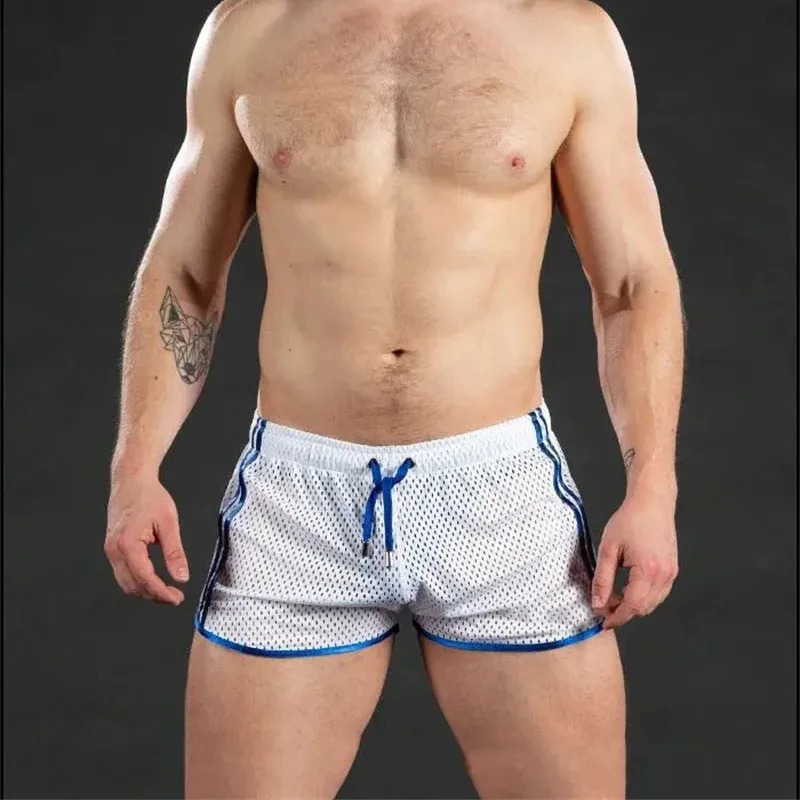 2024 Summer Mens Sport Running Shorts Quick Dry grid Workout Short Pants Men Breathable Sweatpants Training Swim Beach 250319