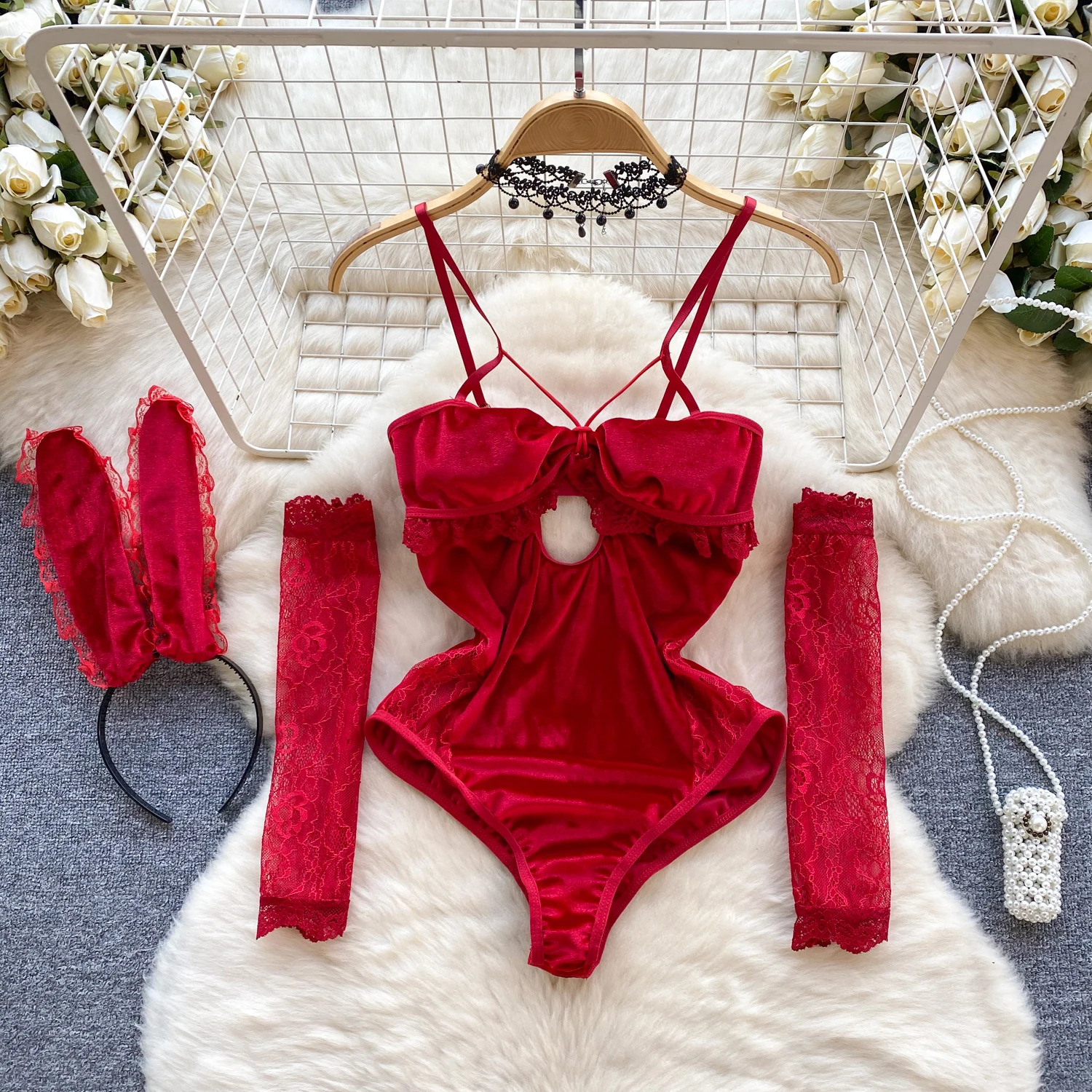 Sexy Cosplay Nurse Uniform Erotic Lingerie Babydoll Dress Flirting Underwear Women CostumeHollow Out 5 Piece Jumpsuit Dresses 250319