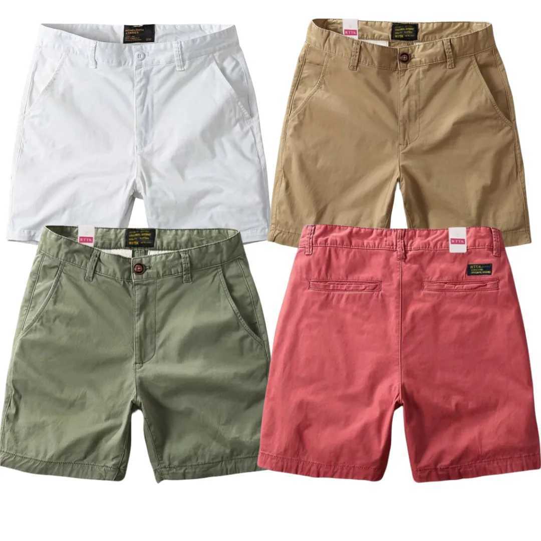 Summer Textured Washed Mens Casual Shorts Trendy Mens Soil Pure Cotton Solid Color Versatile Slim Fitting Workwear Capris W250319