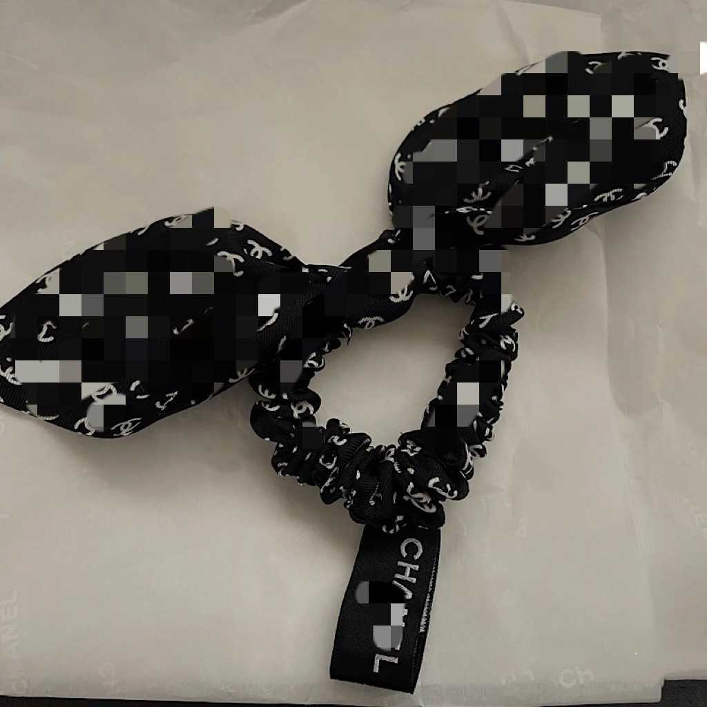 Hair Rubber Bands Elegant Ear Bow Headband High-end Black and White Printed Hair Accessory with Explosive H250318