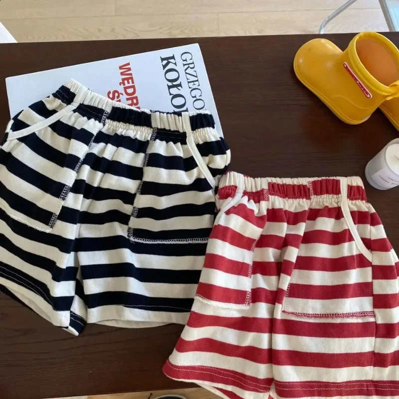 Childrens Summer Pants Loose Striped Pure Cotton Soft Breathable baby shorts for boys clothes 4yrs to 12yrs 250319