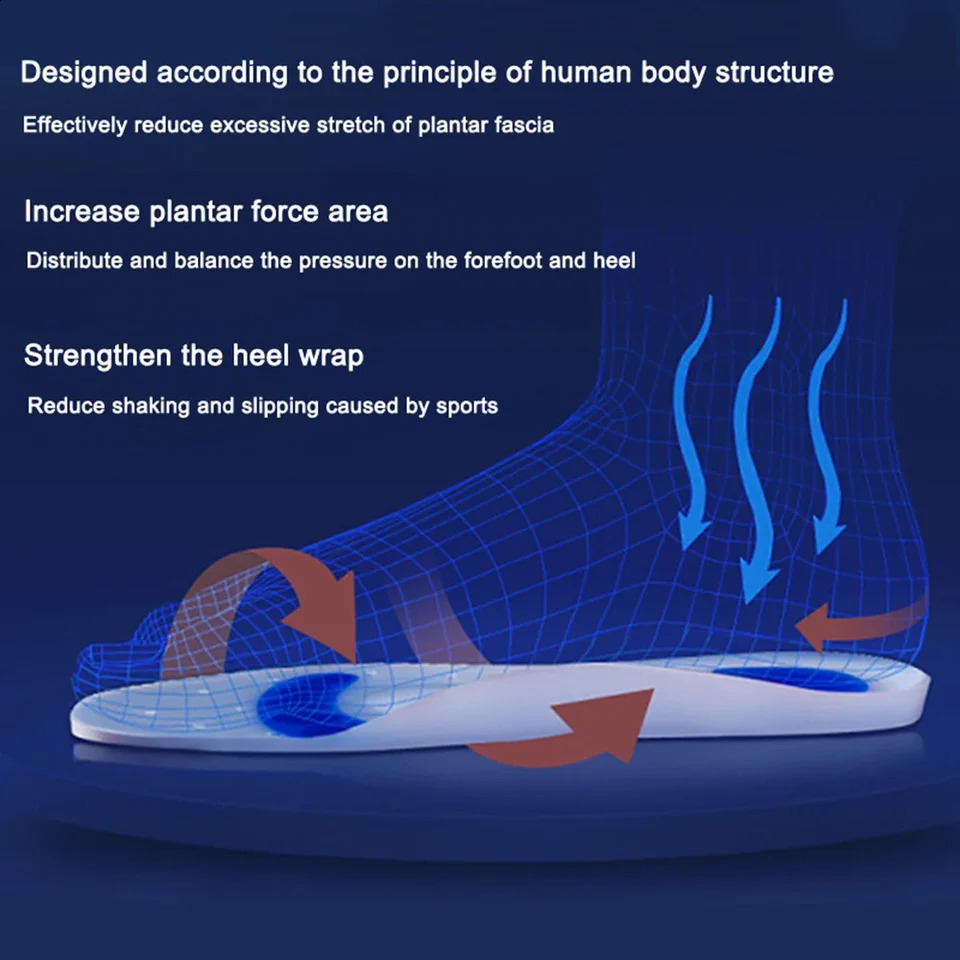 Silicon Orthopedic insoles for Shoes Women Men Flat Foot Arch Support Shoe Pad Shock Absorption Plantar Fasciitis Relief Insoles 250319