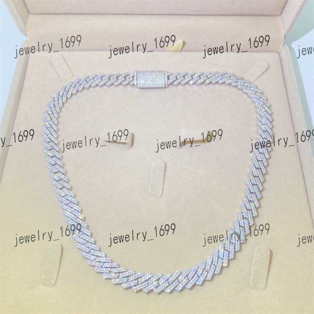necklace moissanite chain Pendant Necklaces Iced Out Pass Diamond Tester Vvs Moissanite Jewelry Necklace Bracelet Women Men 14mm Cuban Link Chain