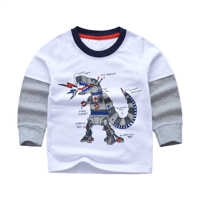 Little maven Baby Kids Tops Autumn Casual Clothes Cotton T-shirt Long Sleeves Animal Dinosaur Boys Long Sleeve T Shirts 250319