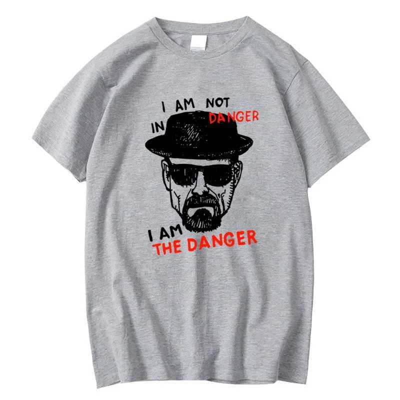 Mens T-shirt 100% pure cotton short sleeved distressed mens T-shirt casual Heisenberg print summer cool T-shirt mens topT250318