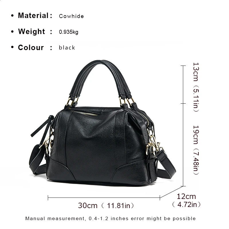 Leather womens bag handcarried with the first layer of cowhide Boston stylish versatile shoulder crossbody 250317