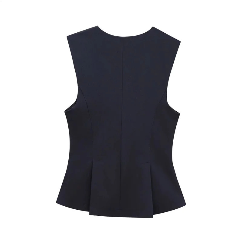 2025 Summer Womens Solid Zipper Retro Waist Sleeveless ONeck Vest Fashion Ultra Thin Folded Street Folding Top 250319