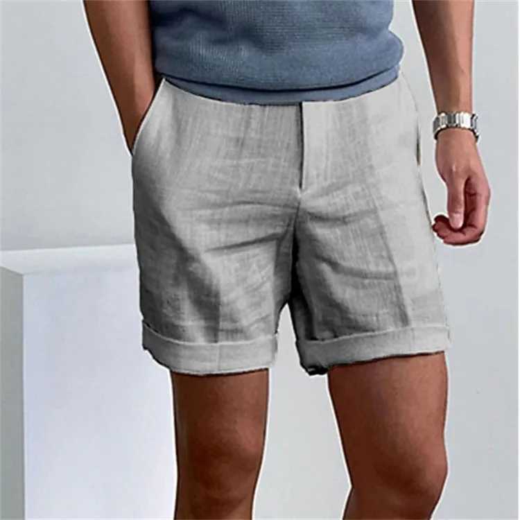 Mens summer cotton linen shorts breathable running gym shorts sports basketball shorts beach sports shorts W250319
