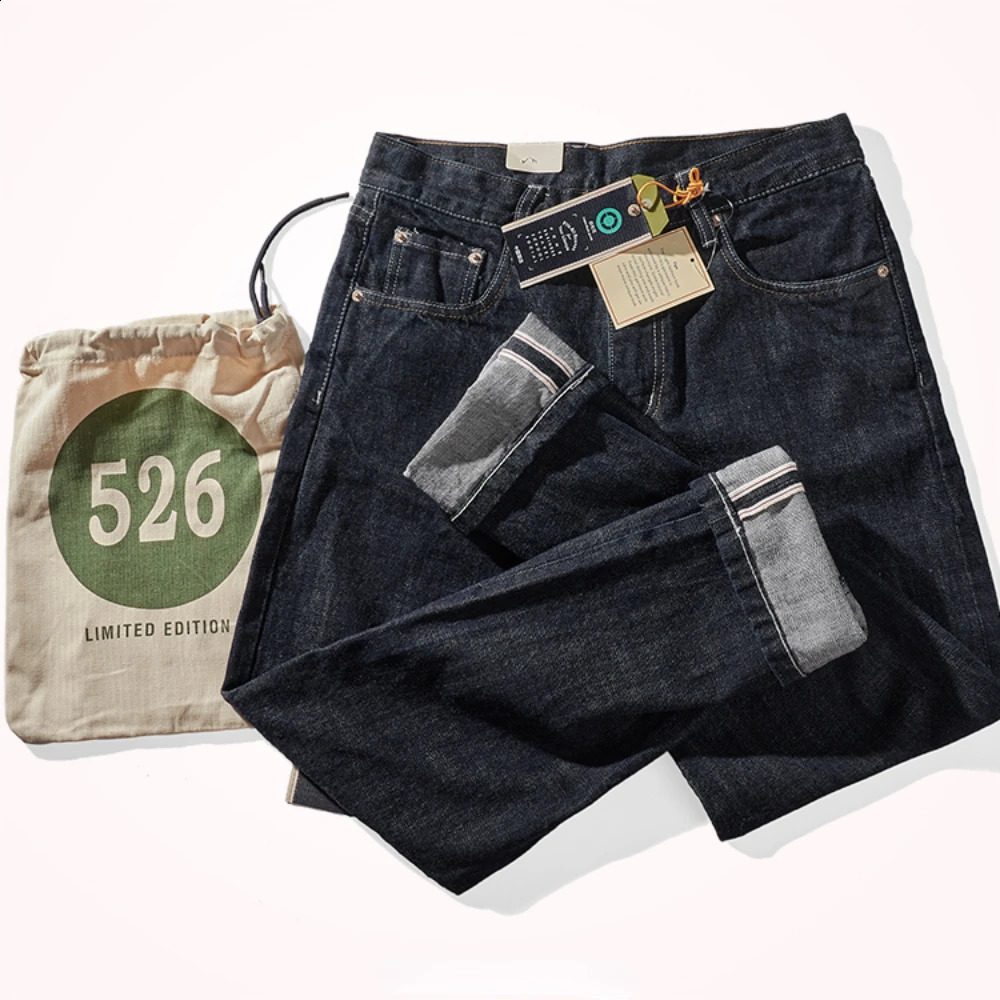 Heavy autumn jeans mens straight denim redeared cattle Amikaji tapered trousers 250312