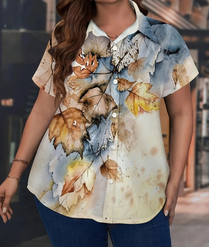 Plus Size Elegant Shirt Women Fashion Temperament Blouse Casual 250319
