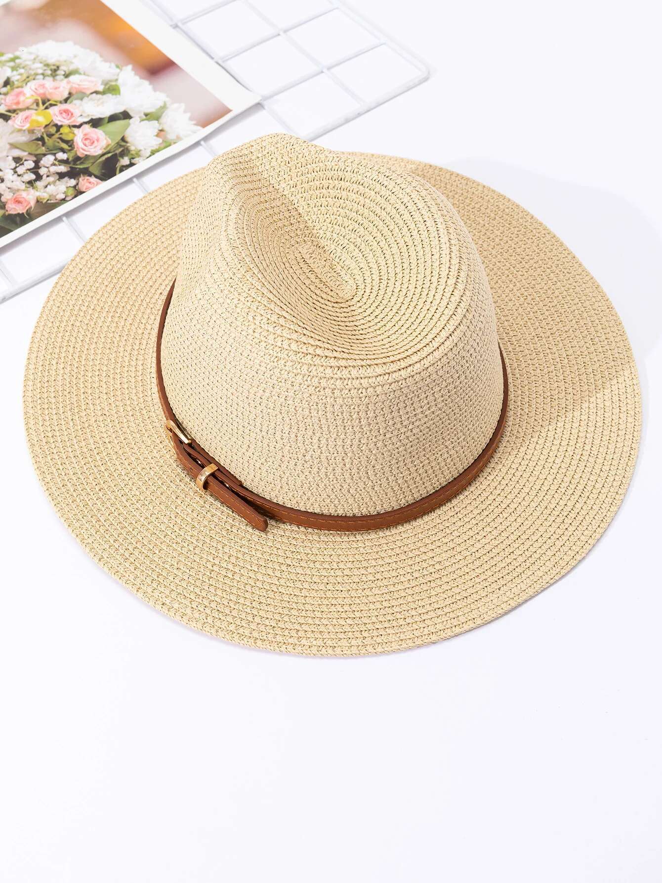 Panama Female Jazz Top Hat, Men Women's Spring Summer Straw Woven Fashionable Sun Protection And Sunshade Hat