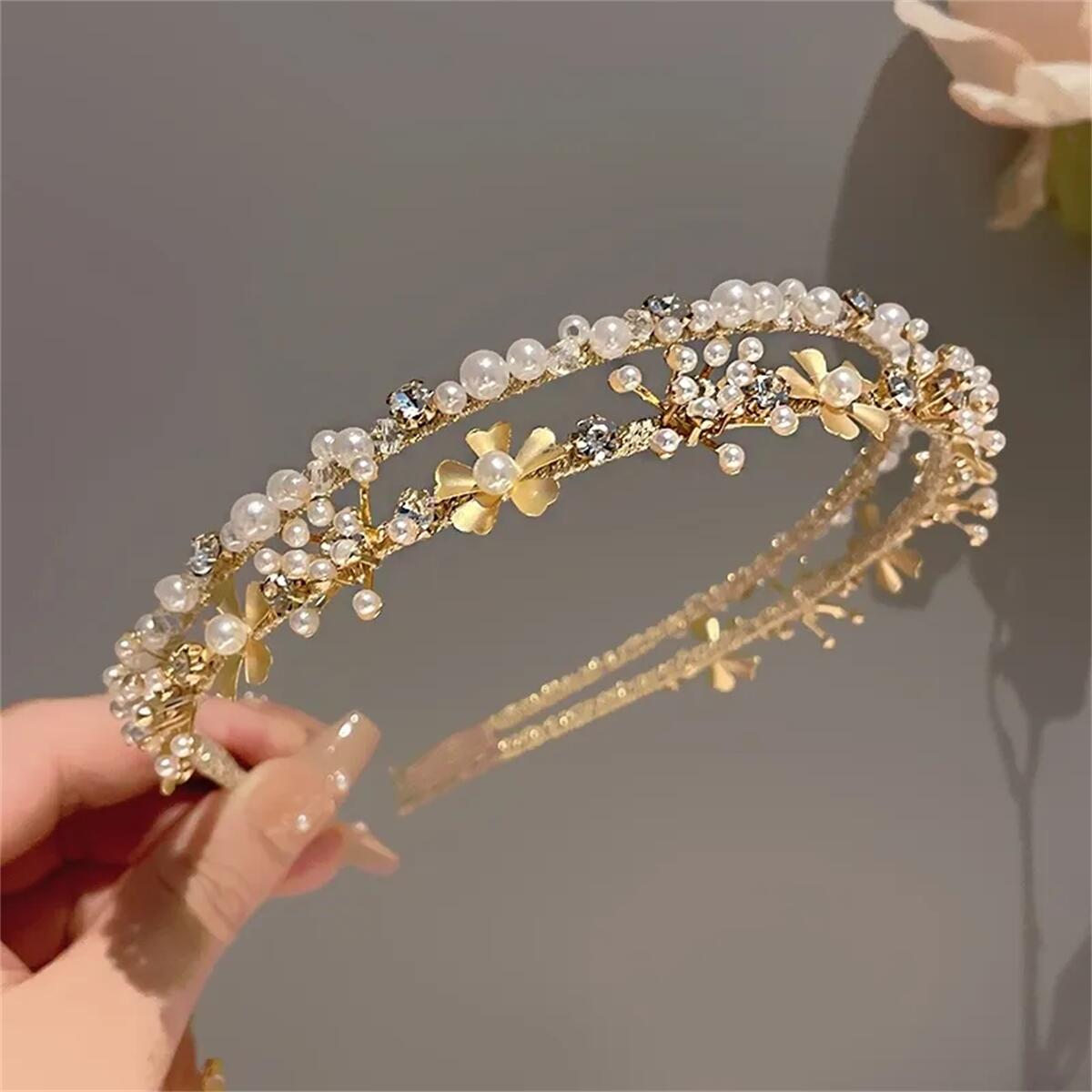 Chic Dual Layer Pearlized Crystal Headbands for Bridal and Everyday Styling