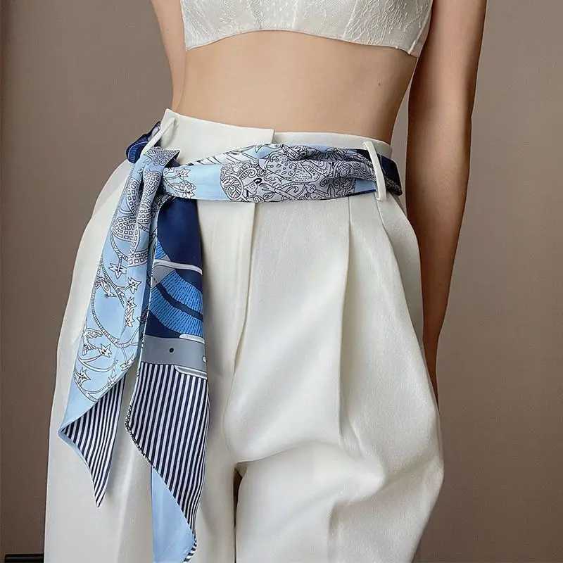 Fashionable printed headband scarf necktie bag scarf satin tight scarf for women foard floral belt 2025 new X250319