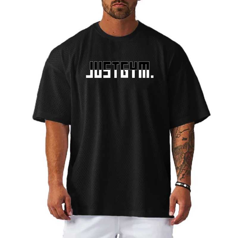 Summer running sports short sleeved quick drying net mens training loose oversized T-shirtT250318