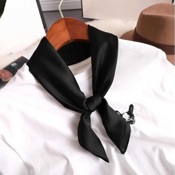 New solid 60x60cm square scarf single simulated silk glossy satin performance scarf party gift X250319