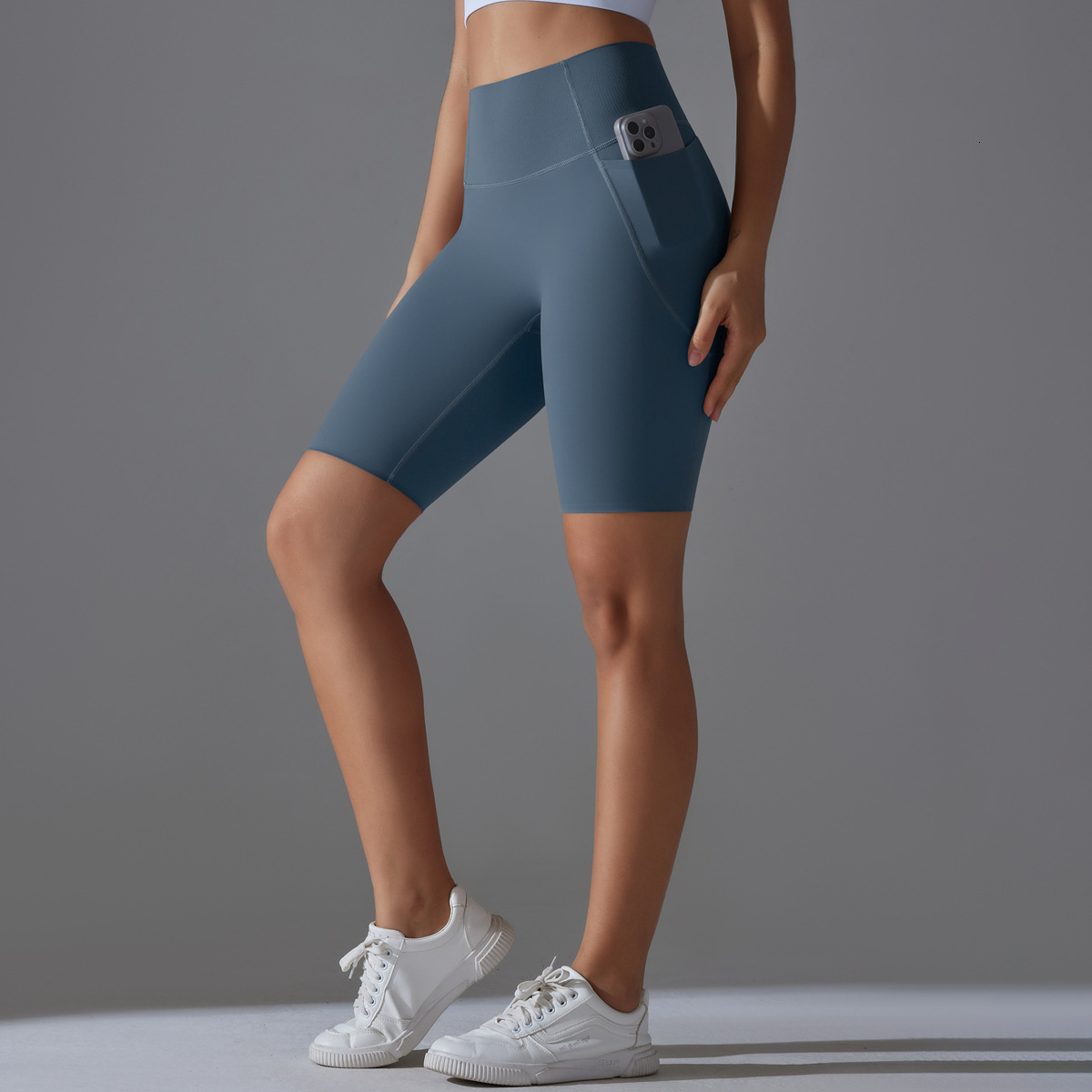 New tracksuit Jelly Adhesive Waist Non slip Pocket Tight Double sided Matte Shorts Sports Running Fitness Yoga Clothing for Women leggings