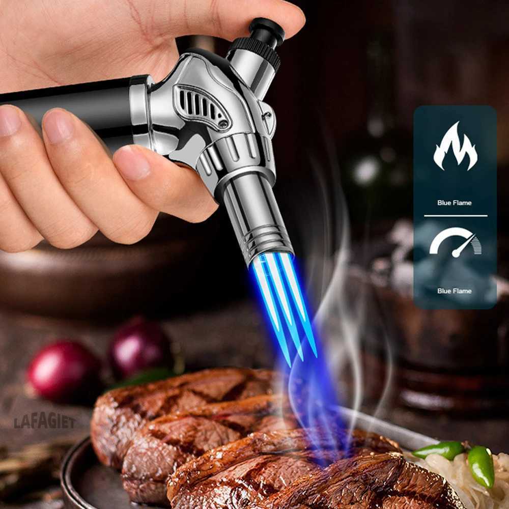 Three Fire Jet Flame Gun 1300C Welding Torch Windproof Kitchen Cooking BBQ Inflatable Butane Gas Cigar Lighter Outdoor IgniterC250318