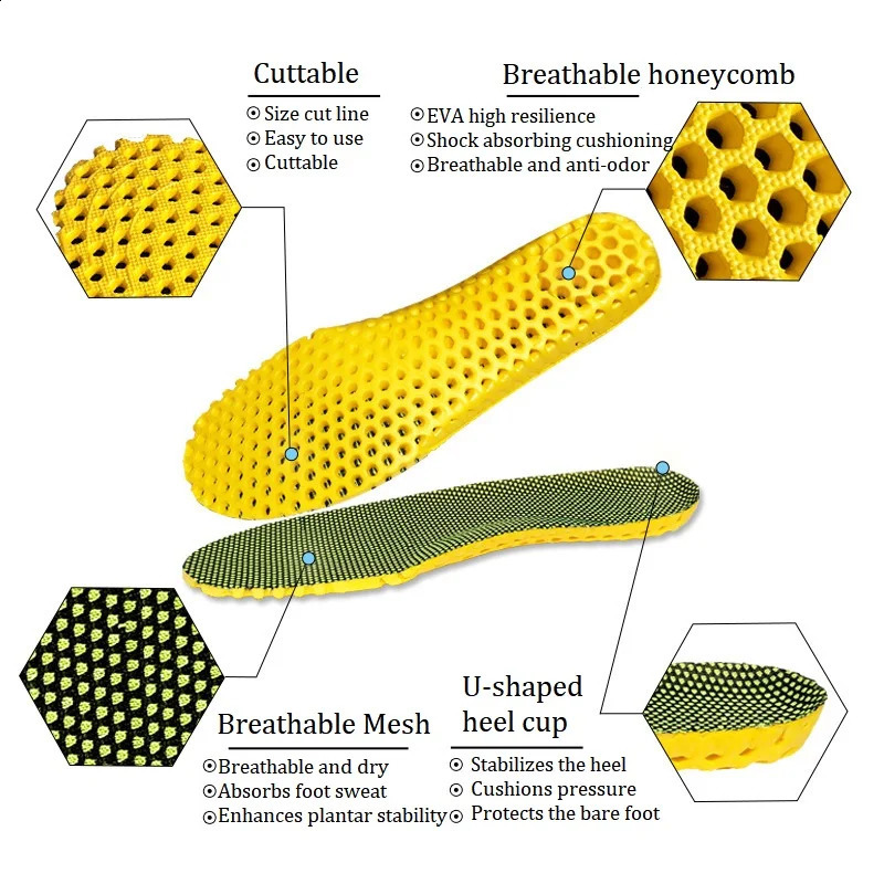 Man Women Orthopedic Insoles Memory Foam Insoles For Shoes Sole Mesh Deodorant Breathable Cushion Running Insoles For Feet 250319