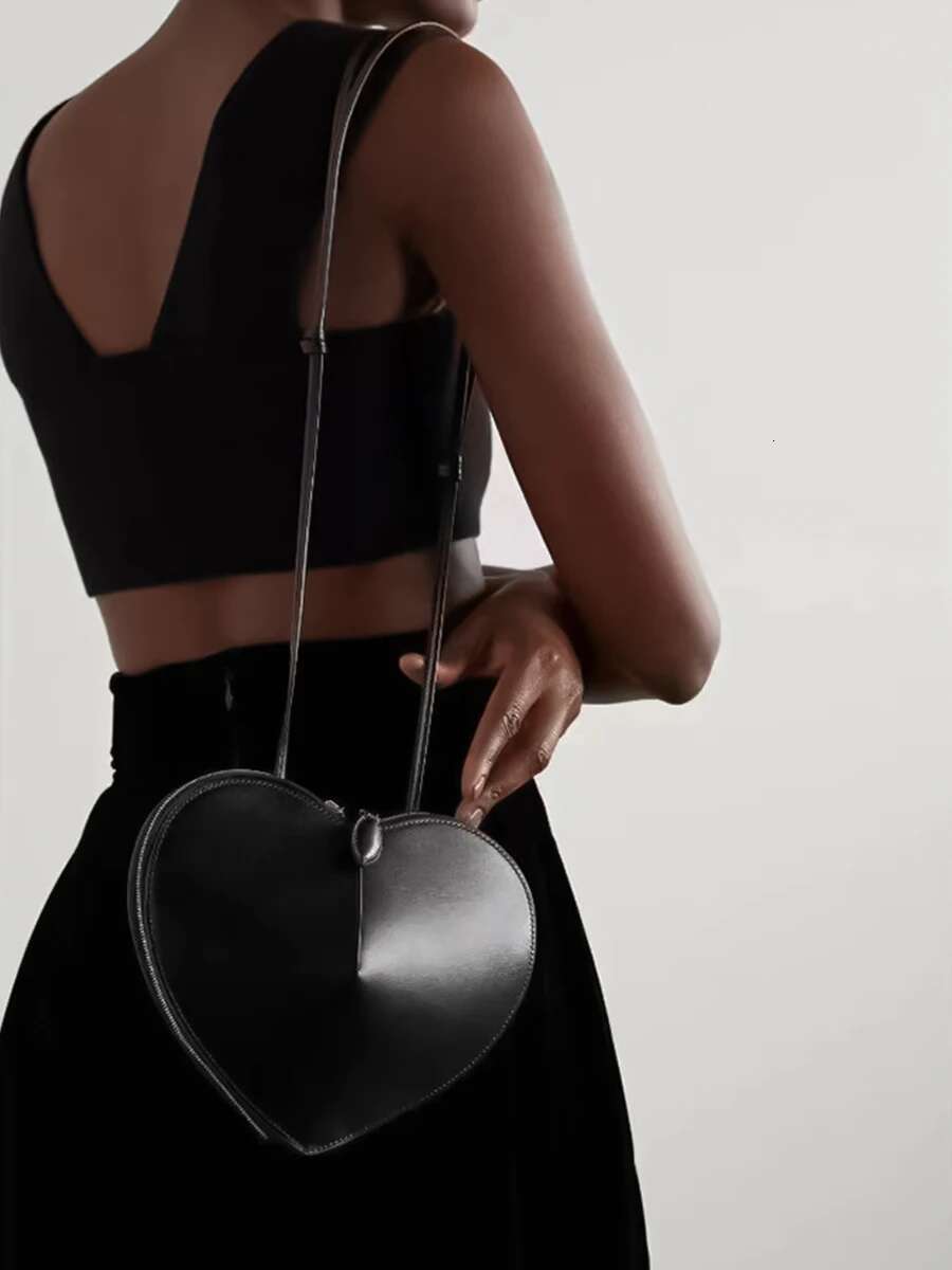 MABULA Fashion Peach Heart Shape Single Shoulder Genuine Leather Trendy Crossbody High Quality Brand Designer Cross Bag