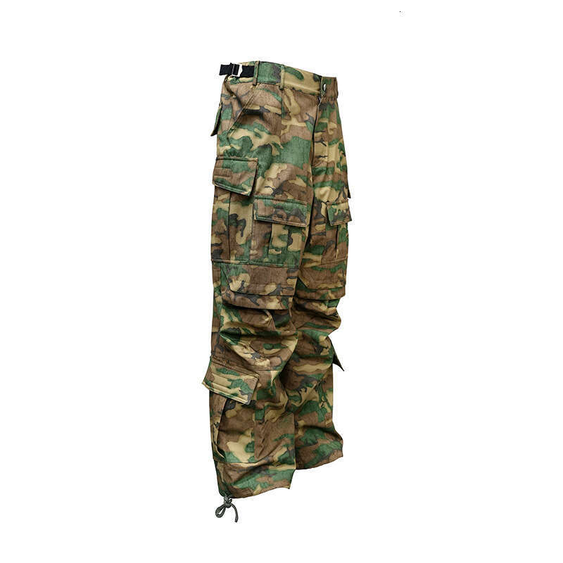 American style distressed dirty wash camouflage multi pocket tactical paratrooper functional workwear pants men's trendy brand