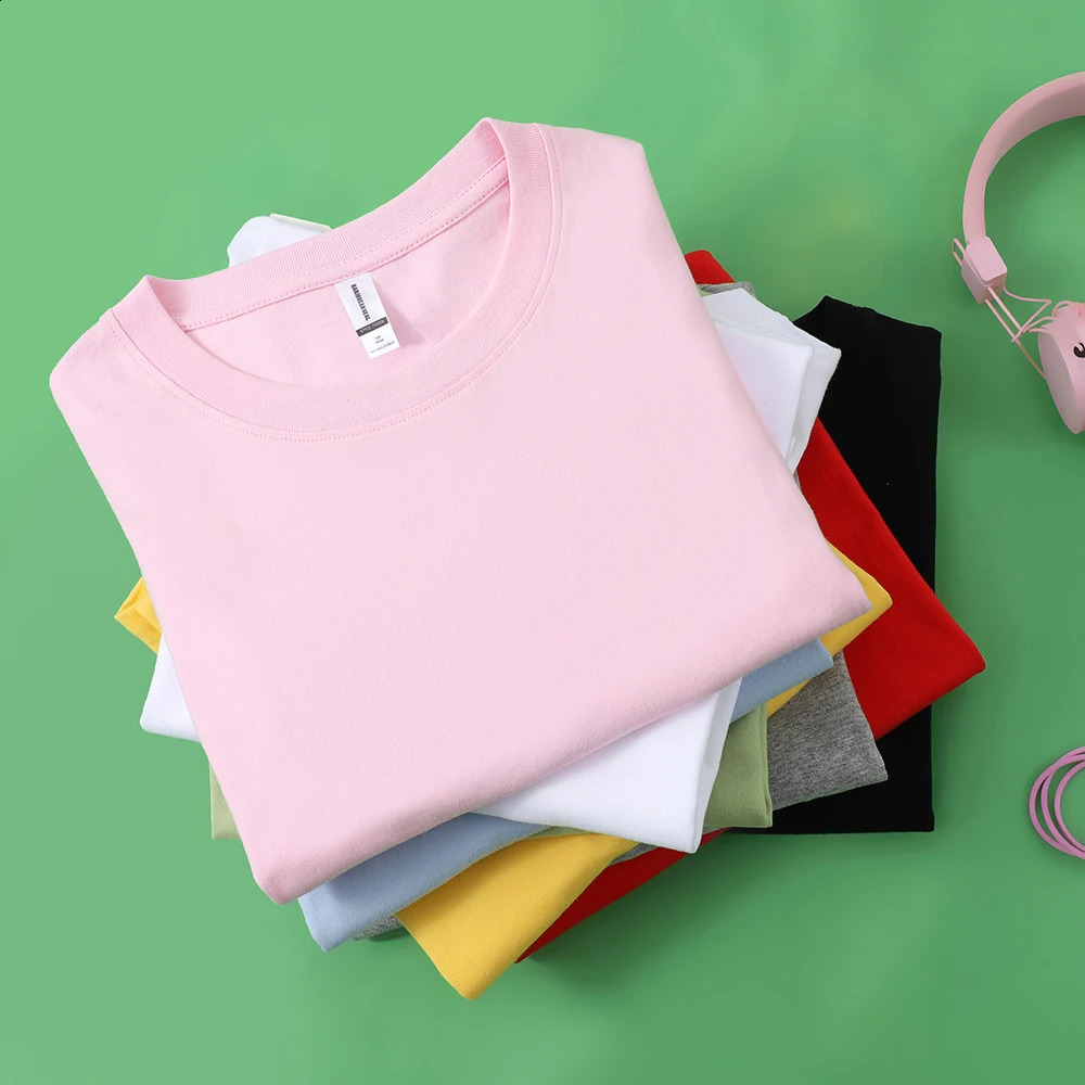 100% Cotton Solid T-shirts Women Sporty Short Sleeve Tees Fashion Casual White Black Clothing Loose O-Neck Female Summer Tops 250319