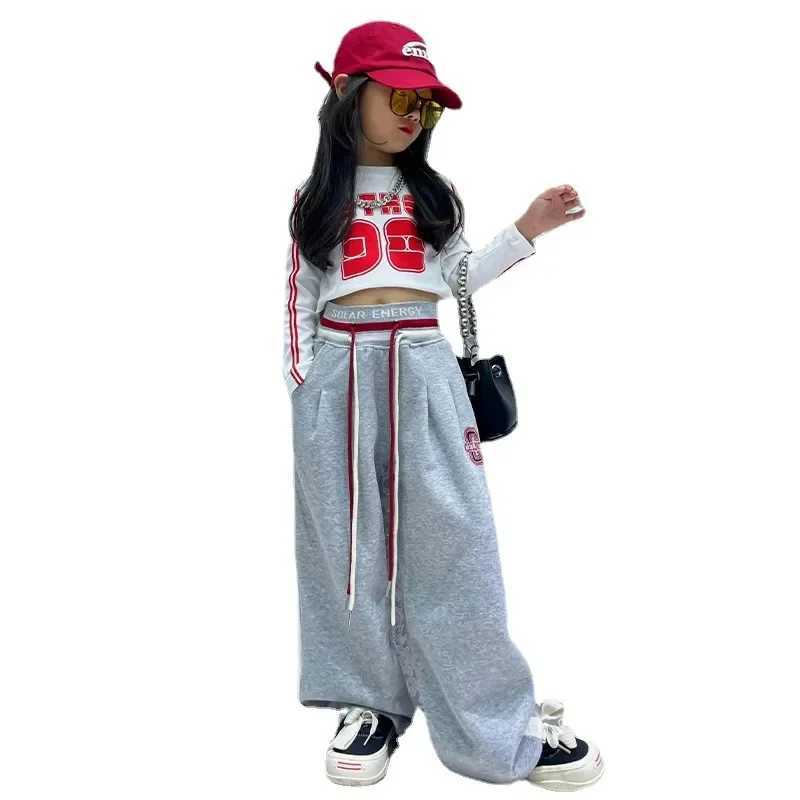 Teenage girls clothing childrens wide leg pants fashionable street clothing childrens casual pants 5 6 8 10 12 13 14 years oldT250318