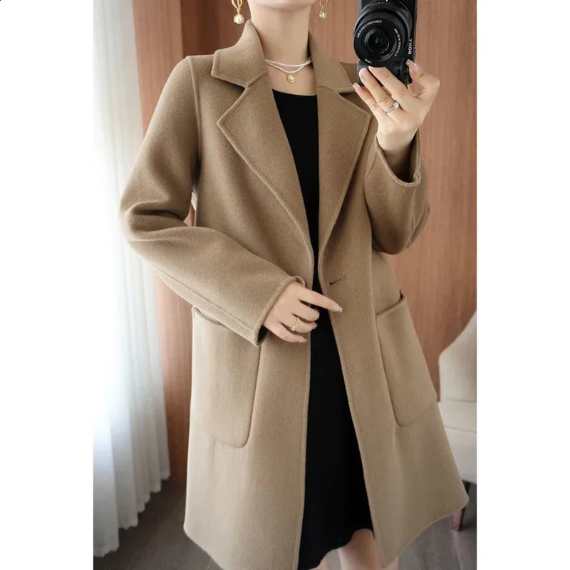 Autumn Winter Women Comfortable Baggy Woolen Coat Lady Fashion Elegant Solid Color Outside Daily Thermal Fleece Jackets 250319
