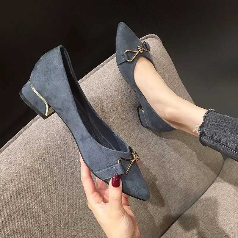 Womens Comfortable Wear resistant Shoes 2025 New Thick High Heels Shallow Mouth Shoes Soft Leather Sole Fashion Brand WomensXJ250319
