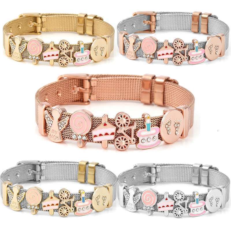 10mm Fairy Cake Beads Charm Bracelets DIY Mesh Keeper Bracelets Pulseras Mujer For Women Men Fashion Jewelry Gift Dropshipping