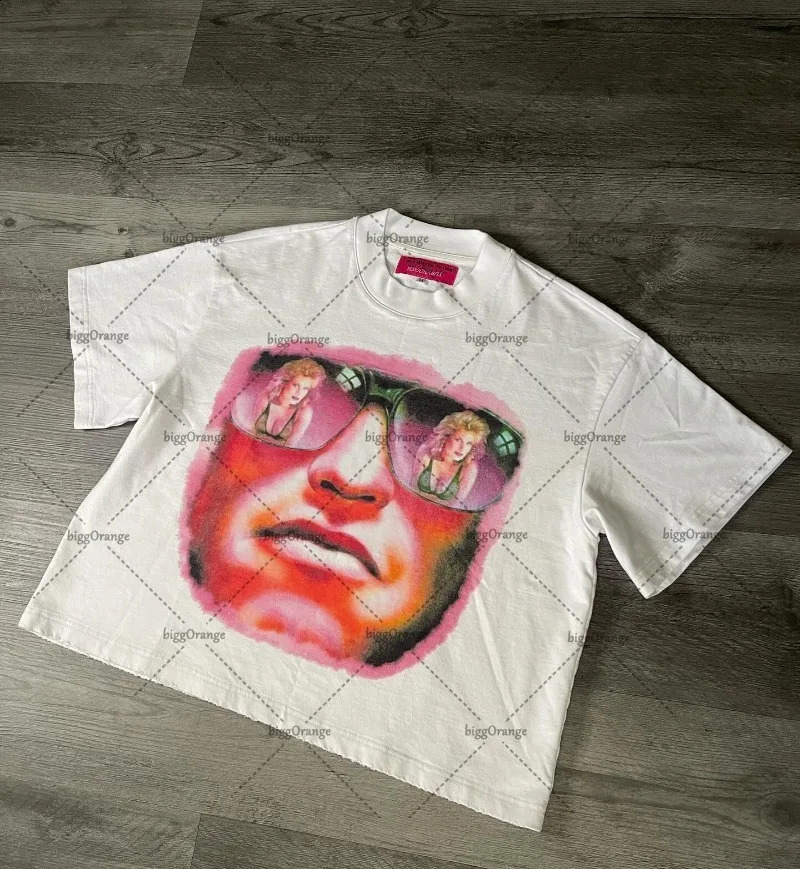 American Harajuku Retro Clothing Cartoon Printed Short-sleeved Tops for Women Y2k Loose Trendy Versatile Oversized T-shirts Men 250319