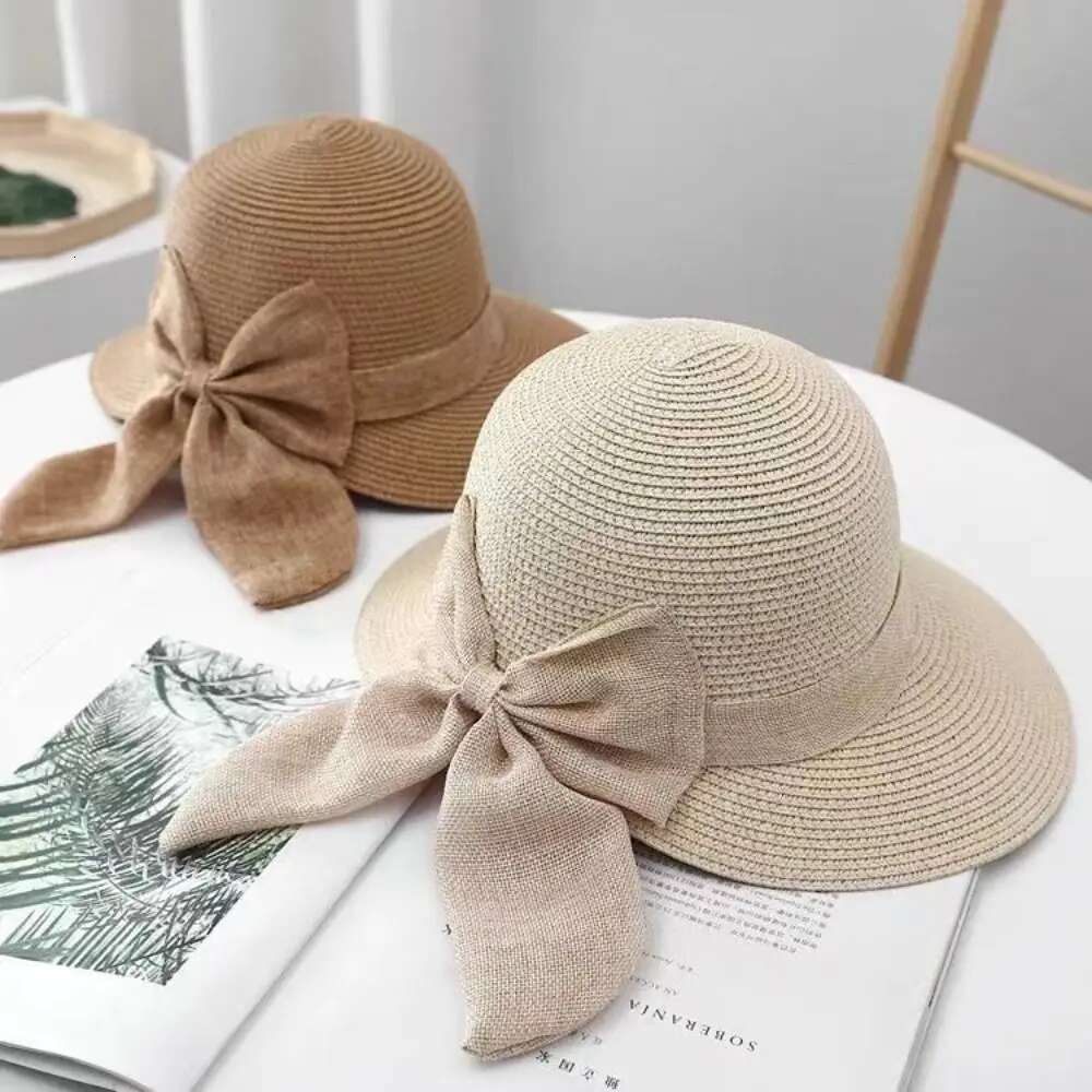 Bowknot Sun Summer Breathable Wide Brim Beach Cap UV Protection Casual Straw Hat For Women