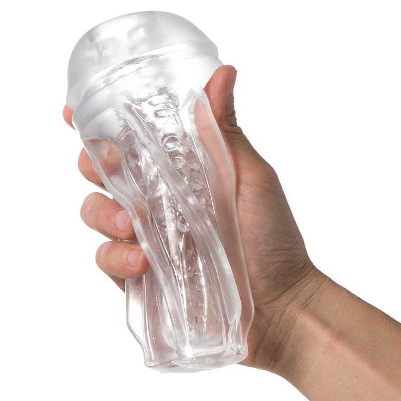 Male transparent jelly adult masturbation cup real cat vagina for male penis pump Glans sucking sex toy for 18+XJ250319