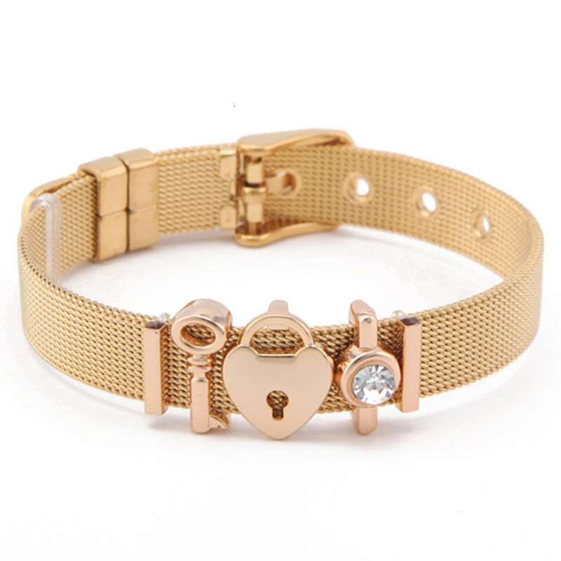 Fashion Stainless Steel Mesh Bracelets Original Lock Key Beads Buckle Keeper Bracelets For Women Men Friend Jewelry Gift