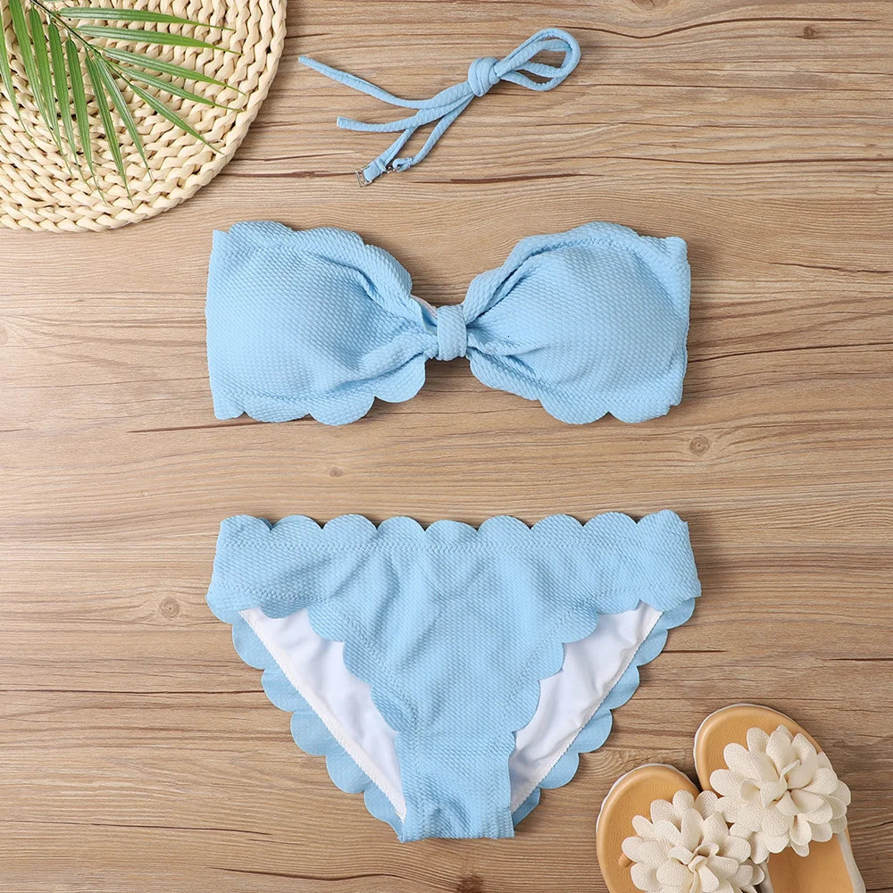 Sexy Bandeau Bikini Set Women Brazilian Swimsuit Solid Swimwear Female Summer Beachwear Bathing Suit Bequine 250314