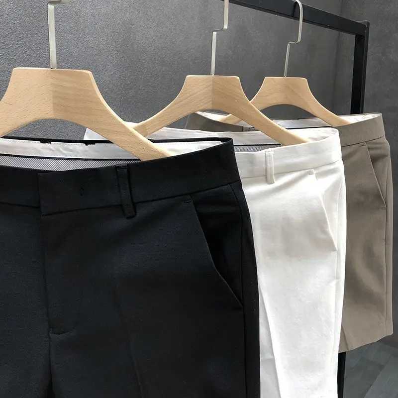 High end lightweight business set shorts mens white slim straight shorts mens summer thin casual shorts W250319