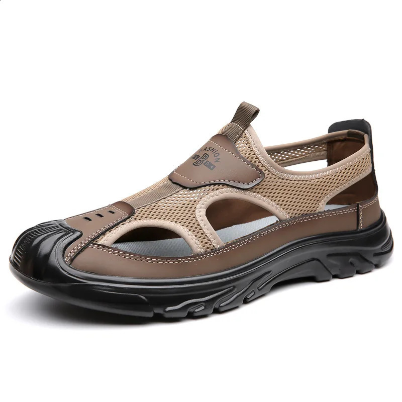 Summer Breathable Mens Bag Head Sandals Hollow Mesh Hole Shoes Outdoor Non-slip Lightweight Sports Leisure Beach Shoes 250317